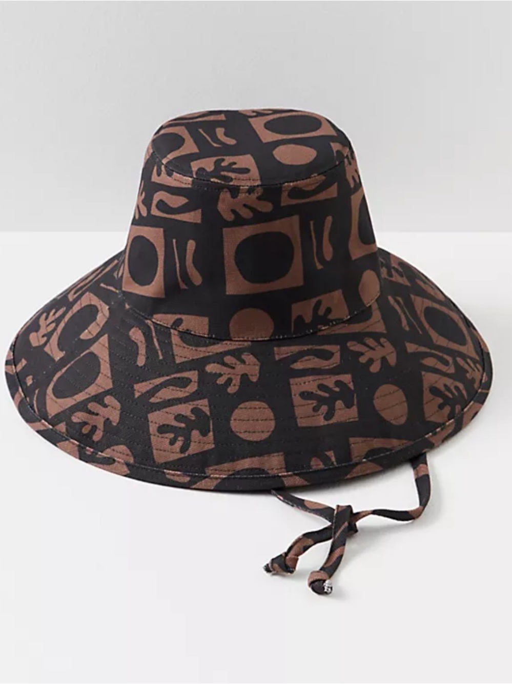 Lack of Color Black and Brown Patterned Wide-Brim Bucket Hat